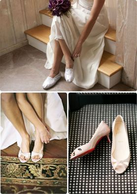 Las novias más prácticas con un zapato plano o un leve tacón. Vía Pinterest.